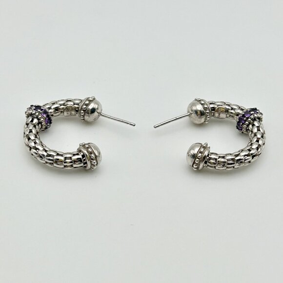 Phillip Gavriel Prosecco Sterling Siver Amethyst Hoops Earrings - Picture 7 of 9
